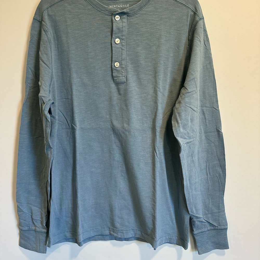 J.Crew Blue Henley Long-Sleeve Shirt
